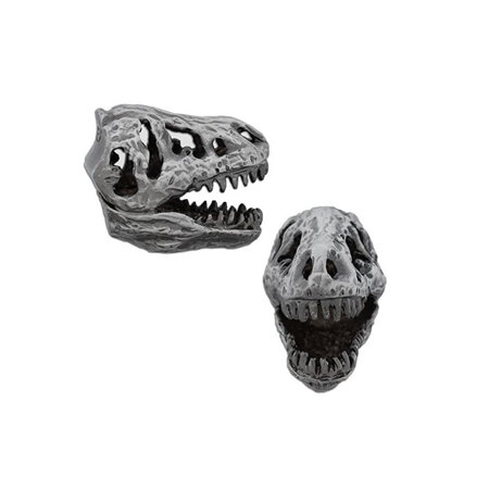 T-Rex Head 3D Geocoin - Antique Silver