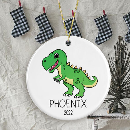 T Rex Personalised Ceramic Christmas Ornament