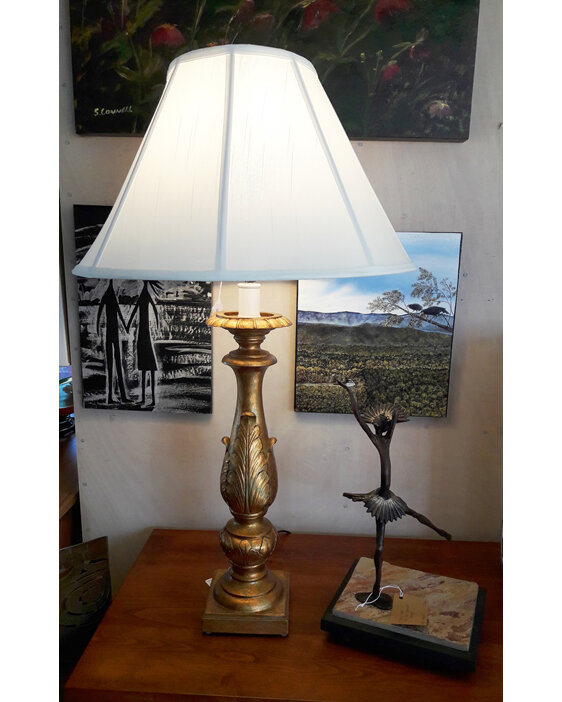 Table Lamp Gold Antique with Cream Shade New Zealand bloomdesigns