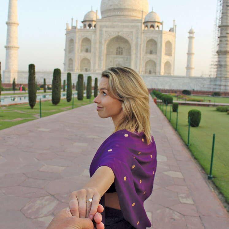 Taj Mahal engagement ring proposal travel India