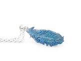 takahe blue feather native bird sterling silver necklace lily griffin jewellery