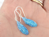 takahe blue feathers feather bird native earrings sterling silver nature
