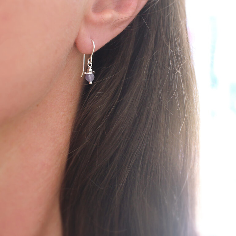 Tanzanite december birthstone silver rosehip earrings lily griffin nz jeweller