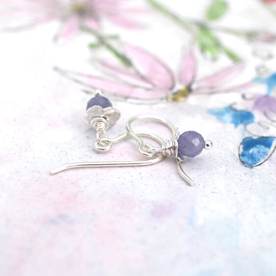 Tanzanite december birthstone silver rosehip earrings lilygriffin nz jewellery