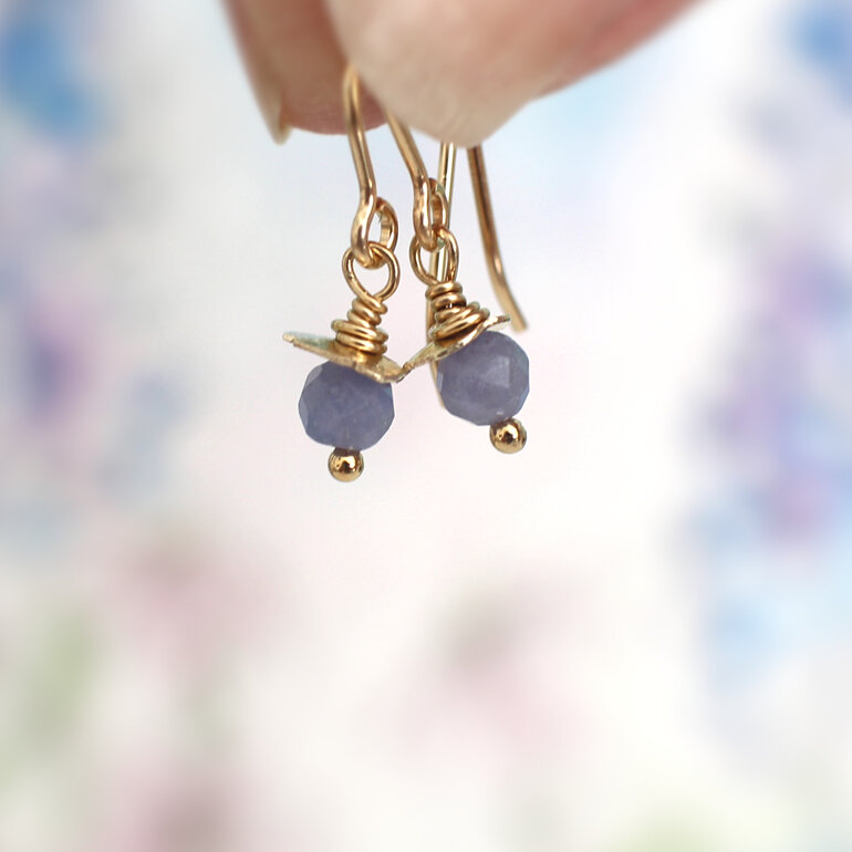 Tanzanite december birthstone solid gold rosehip earrings lily griffin nz