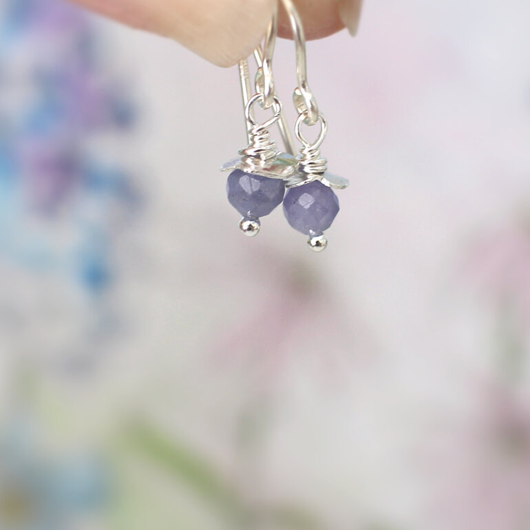 Tanzanite december birthstone sterling silver rosehip earrings lilygriffin nz