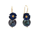 Taylor peacock pearl flower earrings lapis navy blue gold vermeil lily griffin
