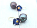 Taylor peacock pearls flowers earrings lapis blue gold lily griffin nz jewelry