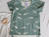 'Taylor' short sleeve Tee, 'Feathers Mineral' GOTS Organic Cotton Knit, 4 years