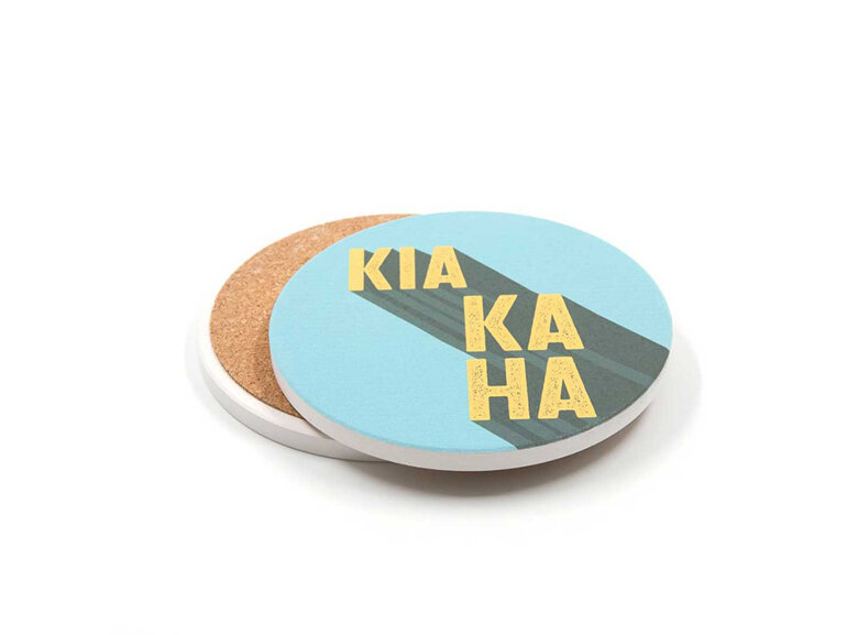 Te Reo Kia Kaha Ceramic Coaster home aotearoa maori language strength