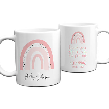 Teacher Pink Rainbow Personalised Mug