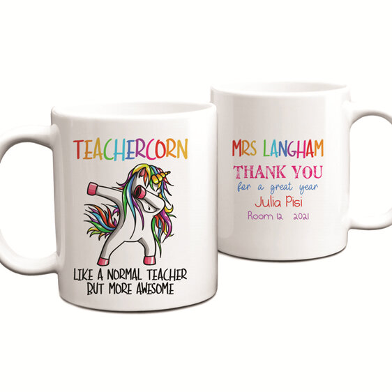 teachercorn 2 personaslised teacher unicorn mug