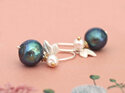 Tessa cream buds peacock pearl earrings sterling silver lily griffin nz jeweller