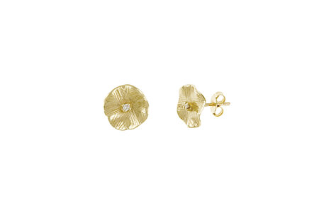 Textured Flower Diamond Stud Earrings