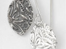 Textured Sterling Silver Earrings - Navette