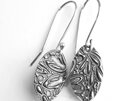 Textured Sterling Silver Earrings - Oval