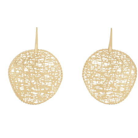 Textured Yellow Gold Circle Earrings