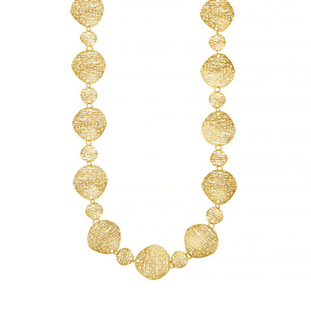 Textured Yellow Gold Circles Necklace