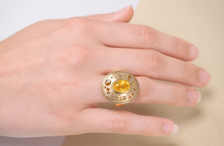 The 5ct Yellow Sapphire Ring On Hand