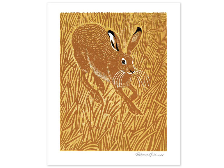 The Art of Print  Stubble Hare Card printmaking linocut art Robert Gillmor