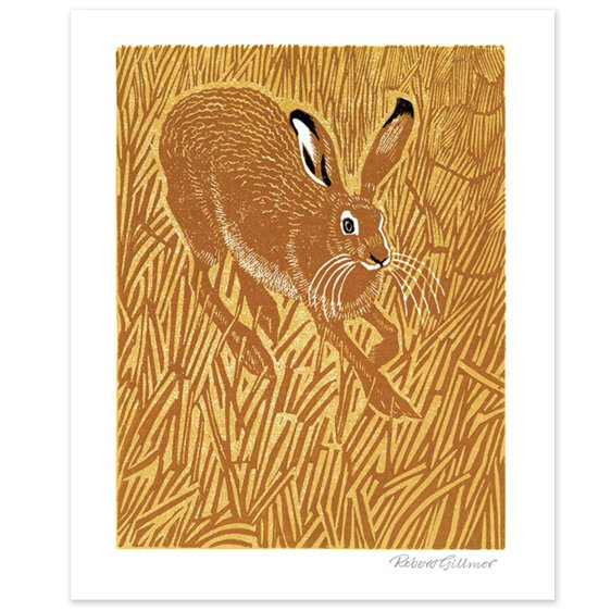 The Art of Print  Stubble Hare Card printmaking linocut art Robert Gillmor