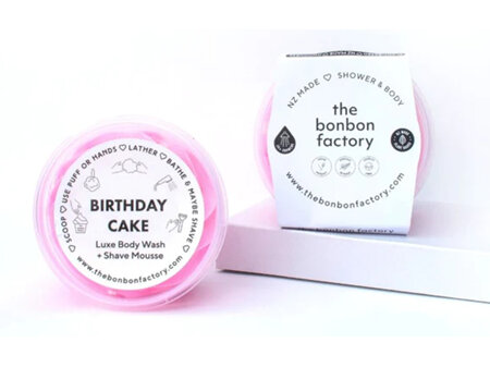 The Bonbon Factory Birthday Cake Luxe Body Wash + Shave Mousse