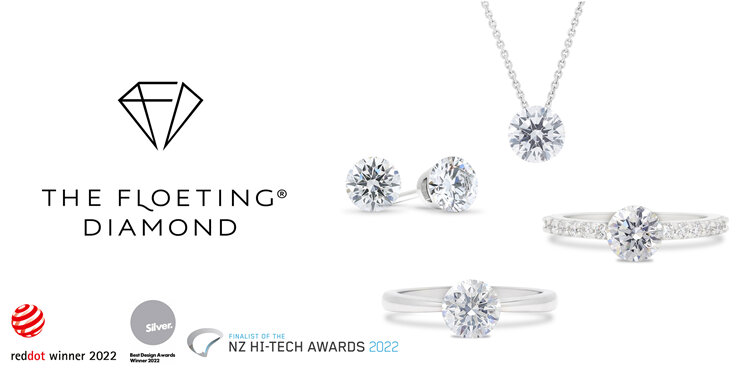 The Floeting Diamond floating stud earrings solitaire pendant ring diamond band