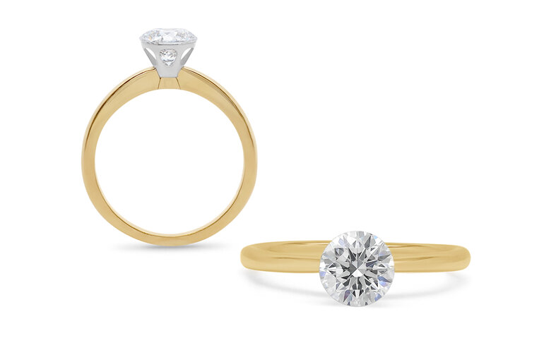 The Floeting Diamond Solitaire Ring Yellow Gold