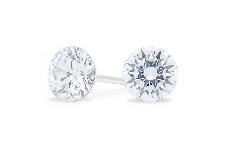 The Floeting Diamond Stud Earrings Platinum White Gold