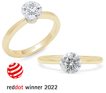 The Floeting Diamond  Yellow Gold Rings with Red Dot Winner Label
