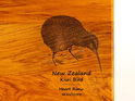 the great nz cheese board with engraved kiwi bird - heart rimu - detail