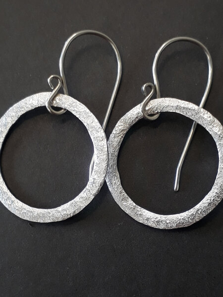 The Half Rock - Textured Circle Earrings