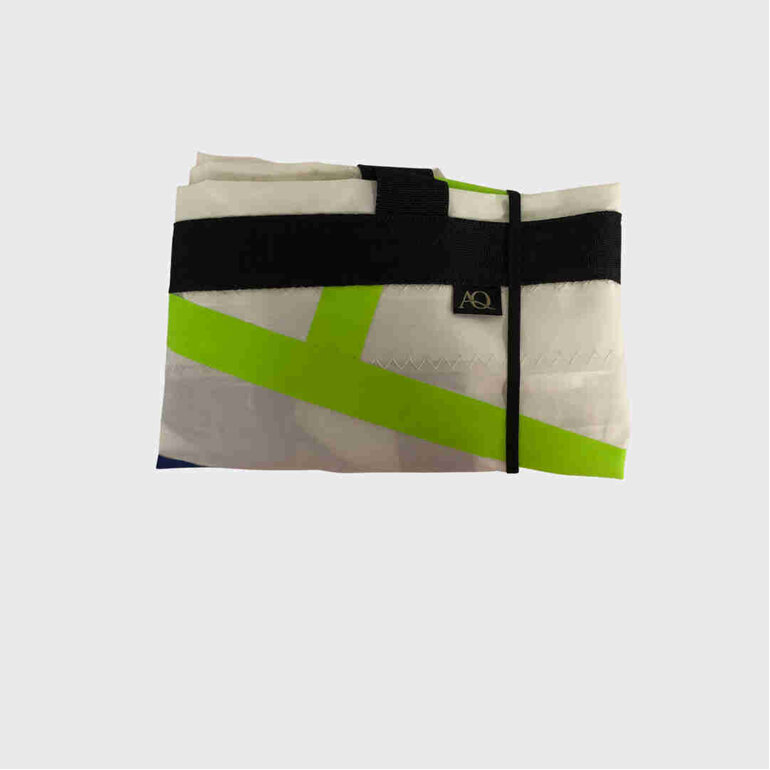 The sailcloth shopping bag can be folded easily to fit into your handbag.