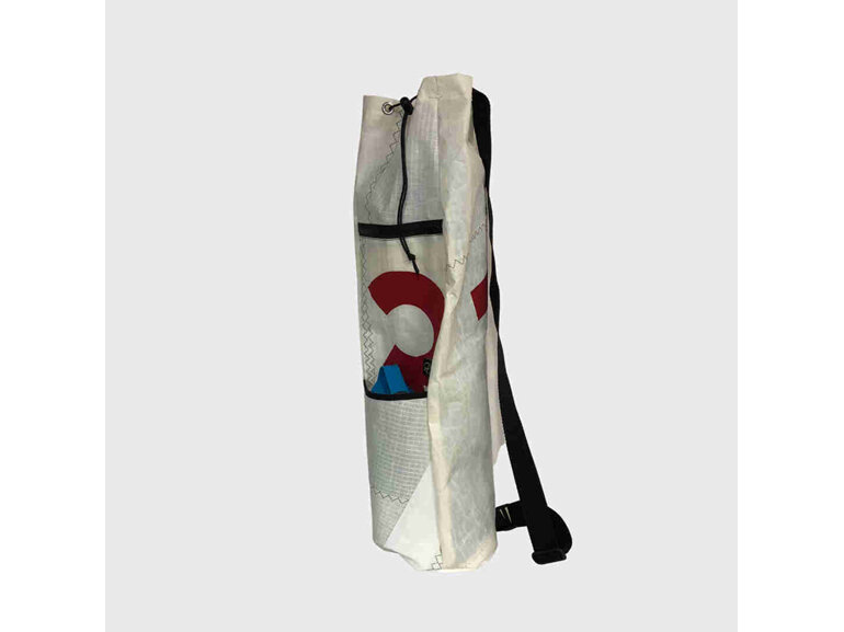 The yoga bag fits a drink bottle and has a zipped pocket for your phone.
