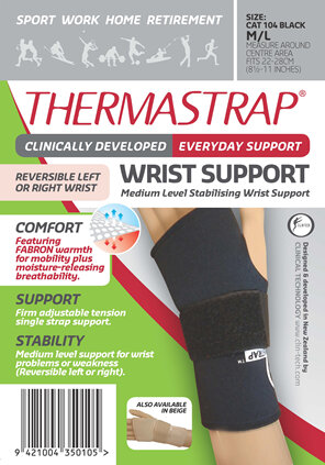 Thermastrap Wrist Supp Blk Med/Lge