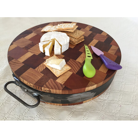 Thick Round Chopping Board with steel band and handle