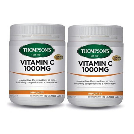 Thompson's Vitamin C 1000mg 150 Chewable Tablets Twin Pack
