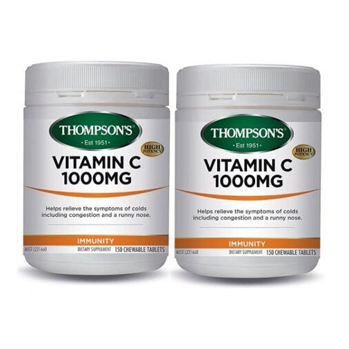 Thompson's Vitamin C 1000mg 150 Chewable Tablets Twin Pack