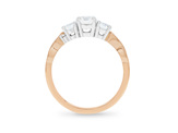 Three stone diamond ring new zealand design koru motif detail