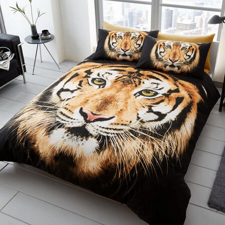 Tiger Face Reversible Duvet Cover Set