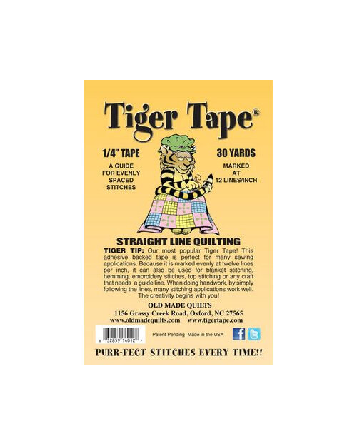  Tiger Tape 1/4-12 Lined Stitching Tape, 30 Yards, White