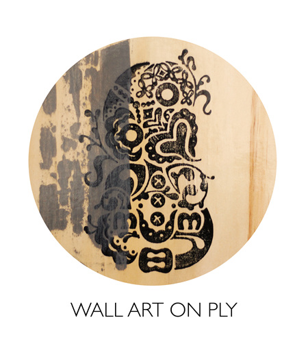 Tiki on ply - wall art 20cm - alternative with grey