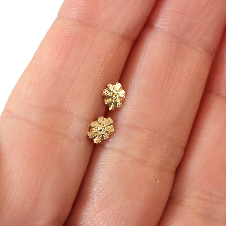 tiny wildflower solid 9k gold sterling silver studs nz jewellery  lily griffin