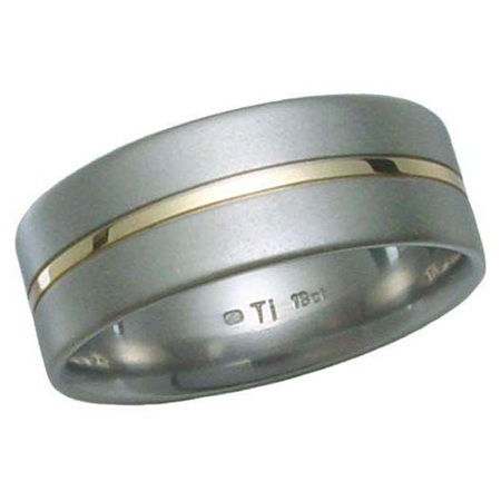 Titanium and Gold Groove Inlay Ring