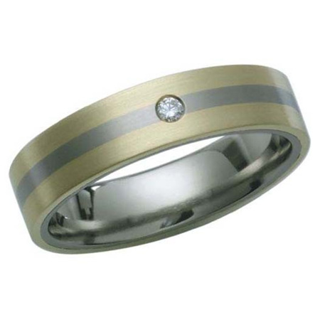 Titanium Gold Inlay and Diamond Ring
