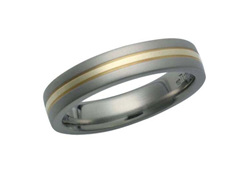 Titanium Ring with Yellow Gold Inlay