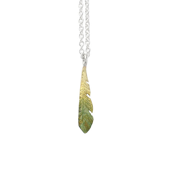 titipounamu rifleman bird feather pendant silver green lilygriffin jewellery