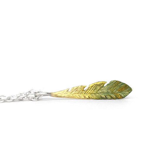 titipounamu rifleman wren bird feather necklace silver green lilygriffin nz