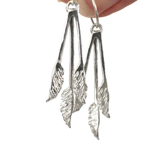 Toitoi Toetoe native grass leaves sterling silver kinetic earrings lilygriffin