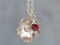 Tourmaline rose rosehip flower silver pendant lily griffin nz jewellery